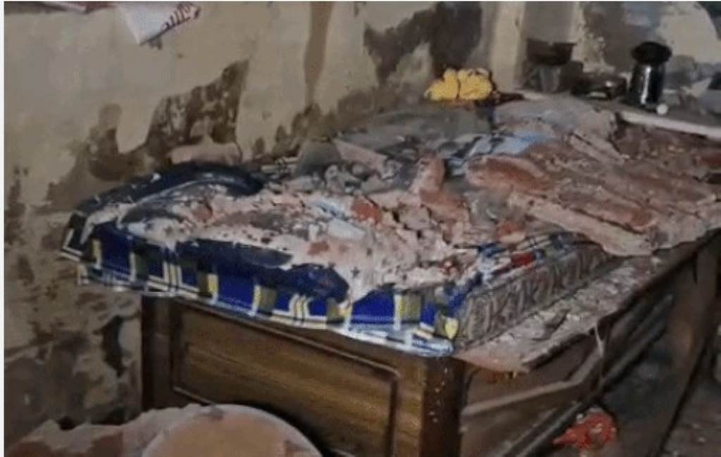 Roof Slab Collapses on Sleeping Family Couple Injured Infant Narrowly Escapes